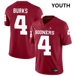 Youth Deion Burks Crimson OU Sooners #4 Official Jerseys 598642-715