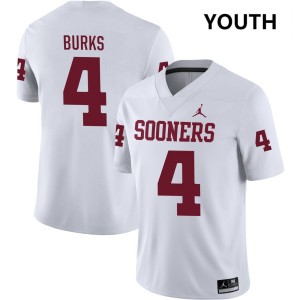 Youth Deion Burks White Sooners #4 Official Jersey 239789-579