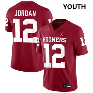 Youth Devon Jordan Crimson Sooners #12 NCAA Jerseys 408579-209