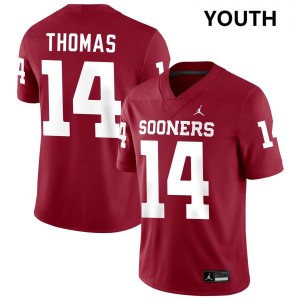 Youth Elijah Thomas Crimson Oklahoma Sooners #14 High School Jerseys 380996-168