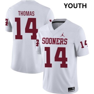Youth Elijah Thomas White OU Sooners #14 2025-26 Jersey 449976-712