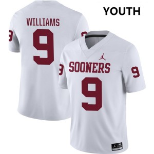 Youth Gentry Williams White Boomer Sooner #9 Replica Jerseys 644944-469