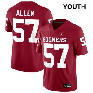 Youth Gunnar Allen Crimson OU Sooners #57 University Jersey 535492-362