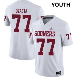 Youth Heath Ozaeta White OU Sooners #77 Official Jersey 814776-221