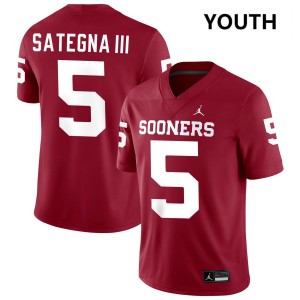 Youth Isaiah Sategna III Crimson OU Sooners #5 University Jerseys 382766-526