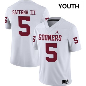 Youth Isaiah Sategna III White OU Sooners #5 NCAA Jerseys 235552-656