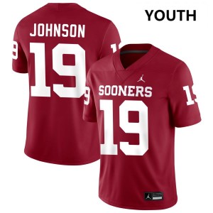 Youth Jacobe Johnson Crimson Oklahoma #19 Player Jerseys 489222-361