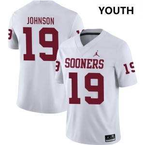 Youth Jacobe Johnson White Oklahoma #19 Player Jerseys 430606-607