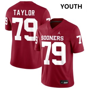Youth Jake Taylor Crimson OU Sooners #79 NCAA Jerseys 889193-348