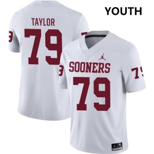 Youth Jake Taylor White Oklahoma #79 Embroidery Jerseys 812322-786