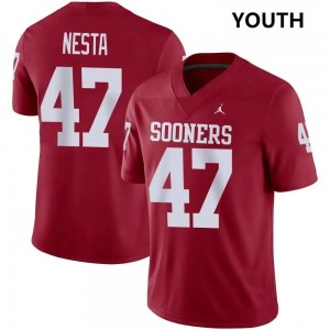 Youth James Nesta Crimson OU #47 Stitched Jerseys 339834-859
