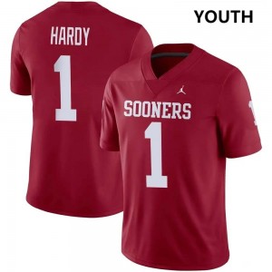 Youth Jaydan Hardy Crimson Oklahoma #1 Embroidery Jerseys 367790-922
