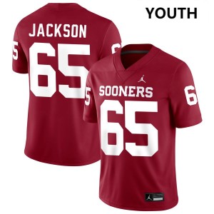 Youth Jayden Jackson Crimson Boomer Sooner #65 Official Jerseys 541953-893