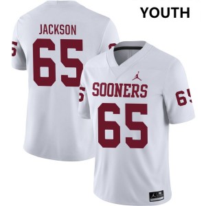 Youth Jayden Jackson White Boomer Sooner #65 2025 Jerseys 472759-294