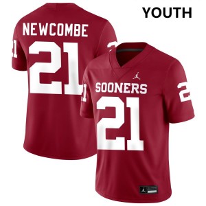 Youth Jeremiah Newcombe Crimson Sooners #21 NCAA Jersey 831030-811