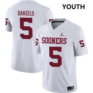 Youth Kendal Daniels White OU Sooners #5 Player Jerseys 348470-878