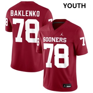 Youth Luke Baklenko Crimson Boomer Sooner #78 Official Jersey 495829-274