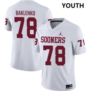 Youth Luke Baklenko White Boomer Sooner #78 Embroidery Jerseys 548229-642