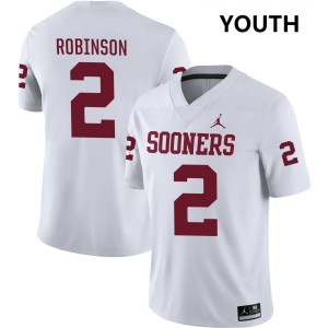 Youth Omarion Robinson White OU Sooners #2 Limited Jersey 314045-294