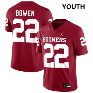 Youth Peyton Bowen Crimson OU Sooners #22 NCAA Jersey 142890-170