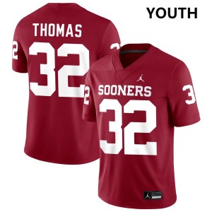 Youth R Mason Thomas Crimson Boomer Sooner #32 NCAA Jerseys 503291-397
