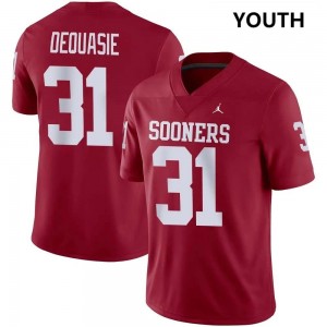 Youth Reed DeQuasie Crimson OU #31 Game Jersey 128487-672