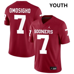 Youth Sammy Omosigho Crimson Boomer Sooner #7 University Jerseys 938070-378