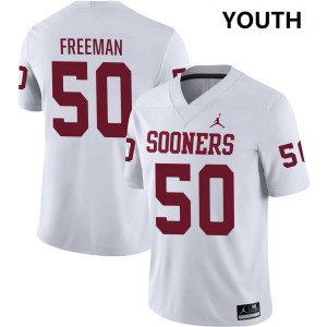Youth Seth Freeman White OU Sooners #50 Embroidery Jerseys 122524-882