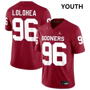 Youth Siolaa Lolohea Crimson Boomer Sooner #96 University Jerseys 886392-496
