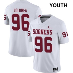 Youth Siolaa Lolohea White OU #96 Alumni Jerseys 162596-399