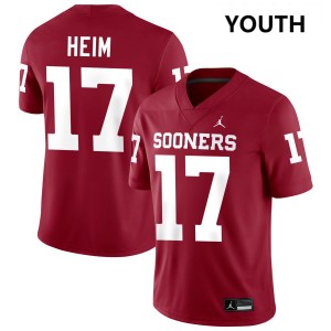 Youth Taylor Heim Crimson Oklahoma #17 Game Jersey 997605-780