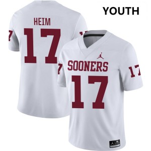 Youth Taylor Heim White Oklahoma Sooners #17 2025 Jerseys 105213-345