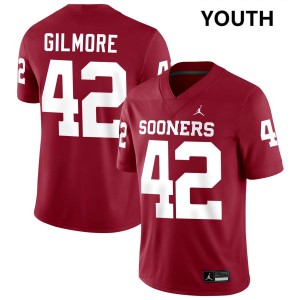 Youth Wyatt Gilmore Crimson Sooners #42 Player Jersey 394595-343