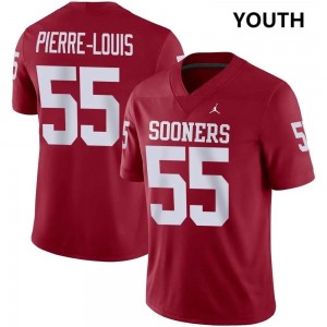 Youth Eddy Pierre-Louis Crimson Boomer Sooner #55 2025 Jersey 156845-245